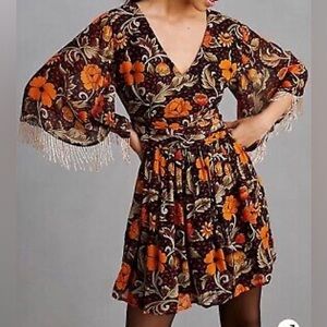 Floral V-Neck Dress with Bell Sleeves